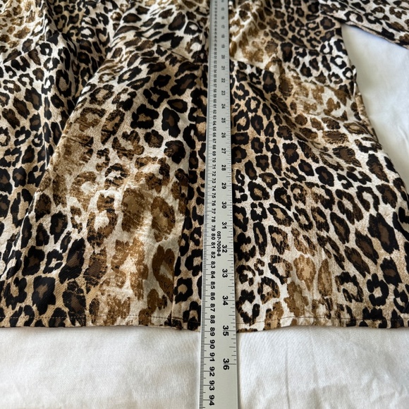 Roz & Ali Women's Open Front Leopard Print Kimono Tunic Top Size 2X Pockets - Picture 9 of 12